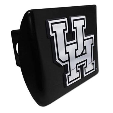 Imagem de University of Houston Cougars "Preto com emblema cromado UH" capa de engate de reboque de aço esportivo universitário serve para receptor de caminhão de carro de 5 cm
