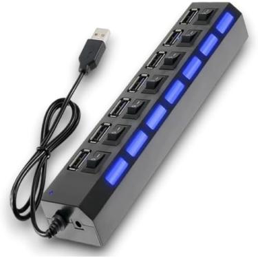 Imagem de Hub USB 7 Portas 2.0 com Interruptor, Régua Multiplicadora - O Comando Central para Seu PC e Notebook | Organize Sua Mesa e Maximize a Produtividade