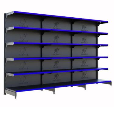 Imagem de Gôndola Para Supermercado 1 Inicial E 2 Continuações 2,00m 6 Bandejas 