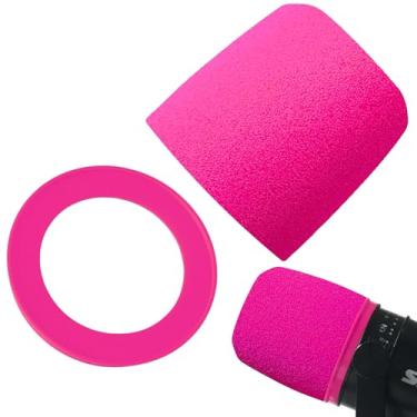 Imagem de RhymKawa Filtro Pop MV7 para Shure MV7, MV7i, MV7+, MV7X, substituição da capa do para-brisas do microfone, rosa, roxo, espuma vermelha e anel de retenção (rosa)