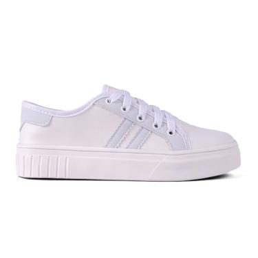 Imagem de Tênis Casual Feminino, Preto com Sola Branca, Leve e Confortável, Numeração 34-39 (Branco, BR, Adulto, Numérico, 37)