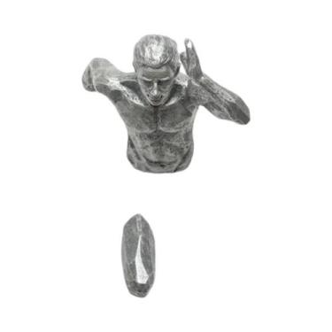 Imagem de Escultura 3D Homem Saindo Da Parede Abstrata Tela Decoração De Casa Ar