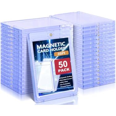 Imagem de Kitoyz Porta-Cartões Magnéticos De 50 Ct Para Cards Colecionáveis, Protetores Acrílico 35 Exibição Beisebol, Compatível Com Esportivos Mtg, Padrão