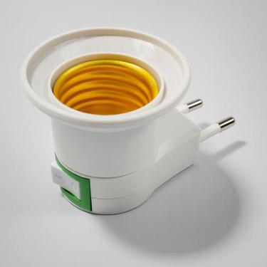 Imagem de Soquete Adaptador de Tomada para Lâmpada E27 Botão Liga e Desliga Bivo