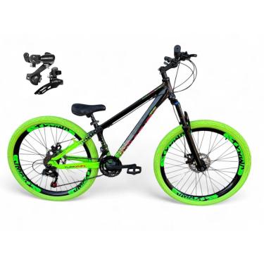 Imagem de Bicicleta Aro 26 Vikingx Tuff Freeride Câmbios Shimano 21v Aros Vmaxx DH Freio a Disco Pneu Flame-Unissex