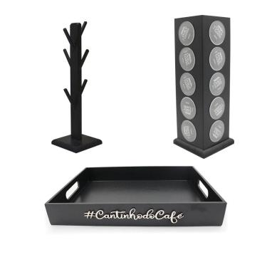 Imagem de Kit cantinho café bandeja porta cápsula dolce gusto xicara