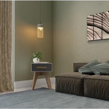 Imagem de Mesa de Canto Retrô em MDF 45 x 40 x 57 cm Off White/Carvalho/Grafite TB717 Dalla Costa