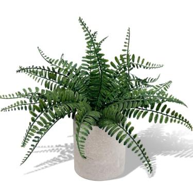 Imagem de Coferset Plantas artificiais pequenas de 32 cm em vaso de samambaia para decoração de prateleira, casa de banho, escritório (vaso cinza)