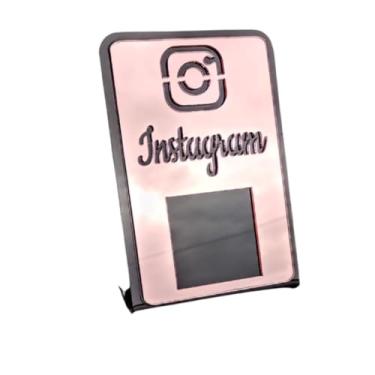 Imagem de Placa Qr Code Acrílico Mesa Balcão Comércio Instagram (Preto com Rose, Padrão)