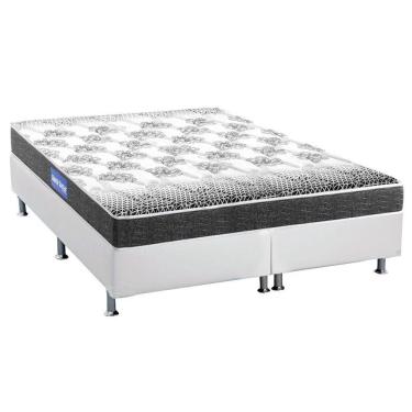 Imagem de Cama Box Queen: Colchão Espuma Probel Guarda Costas Resistente + Base Crc Courano White(158X198)