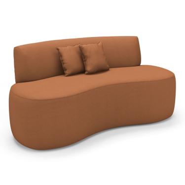 Imagem de Sofá Orgânico Curvo Living Manhattan 150cm 02 Lugares Courino - Desk Design Creme