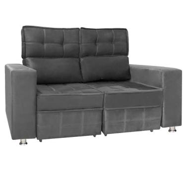 Imagem de Sofá Retrátil E Reclinável 2 Lugares Londres 1.60cm Com Molas Veludo Speciale Home Cinza Chumbo