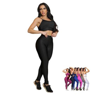 Imagem de CONJUNTO Fitness Feminino TOP ALÇA FINA nadador + Calça LEG BÁSICA Sports Treino Premium 877-Feminino