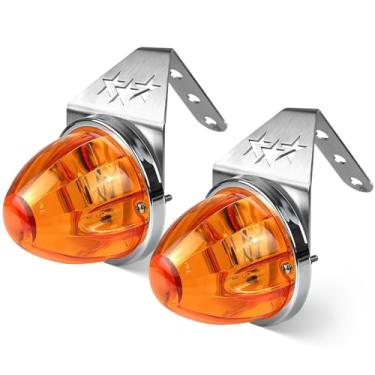 Imagem de UTVIUNCT Luzes de seta espelhadas de melancia de LED âmbar com suporte de aço inoxidável, fiação de três fios, luz de melancia compatível com reboque de caminhão pesado