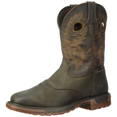 Imagem de ROCKY Tênis masculino original Ride Flex 28 cm impermeável para segurança no trabalho casual - marrom, Marrom escuro Crazy Horse, 46