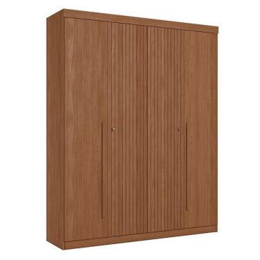 Imagem de Guarda Roupa Casal Ripado 4 Portas Buriti Jatobá Acetinado - Santos Andirá