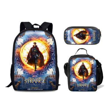 Imagem de Conjunto de mochilas Docter Strange Anime, 3 peças, mochila escolar infantil