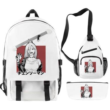 Imagem de Conjunto de mochilas Chainsaws Mans School Bag, bolsa de anime com impressão 3D