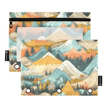 Imagem de Wassud Colorful Mountains Pacote com 2 Pastas de Fichário Pastas de Bolso com 3 Furos, Pasta Organizadora de Fichários para Casa, Escritório