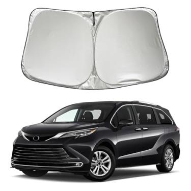 Imagem de SZYUCHEN Para-brisa de carro para-sol para-sol compatível com Toyota Sienna 2011-2020 acessórios mini van, viseira de proteção solar de janela frontal de carro dobrável
