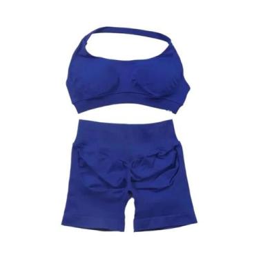 Imagem de Conjunto De Top E Shorts Sem Costura De Cintura Alta Para Academia 2 P