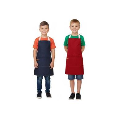 Imagem de Avental Infantil Vermelho e Jeans Crianças Algodao Kids 2un - CASACHA