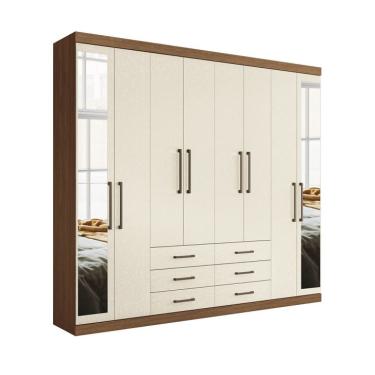 Imagem de Guarda-Roupa Casal com Espelho Master 8 Portas 6 Gavetas Jatobá e Areia