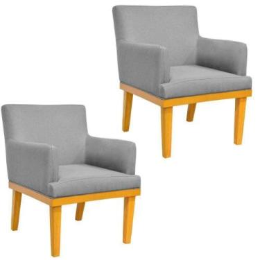 Imagem de Kit 02 Poltronas Beatriz W01 Linho Cinza Escuro - LYAM DECOR