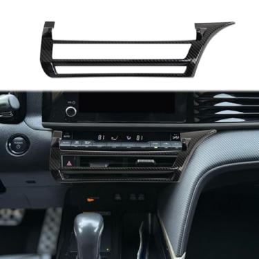 Imagem de Fewshaw Console central estilo fibra de carbono painel de interruptor CA acessórios de acabamento de tampa de ventilação para Toyota Camry 2025-2026