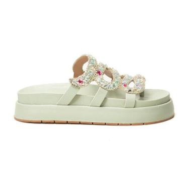 Imagem de Sandalia Papete Feminina Cobra Flatform Pedraria Lancamento - LeRUCHEL