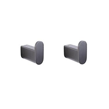 Imagem de Suporte de papel cinza metálico para toalha de banheiro para telefone, suporte de escova de vaso sanitário, acessórios de banheiro, saboneteira (2 ganchos para roupão)