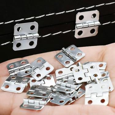 Imagem de 30 peças de ferro puro mini caixa pequena plana dobrável dobradiças porta artesanato suprimentos caixa de joias acessórios de decoração 1,2 x 1,4 cm (prata)