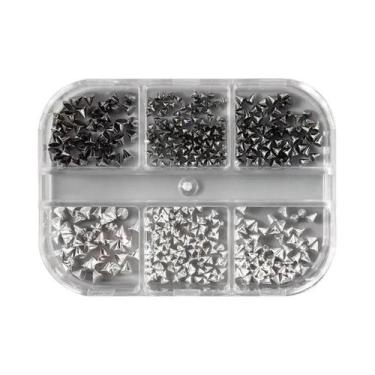 Imagem de Rebites De Unha Punk Dourados, Prateados E Pretos, Tachas De Metal Em 