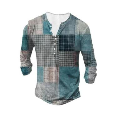 Imagem de Camisas Masculinas Vintage De Manga Longa Com Botões, Estilo Casual E 