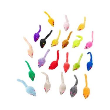 Imagem de Brinquedo De Rato De Pelúcia Arco-Íris Com Pena Para Gatos E Gatinhos 