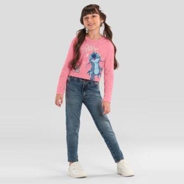 Imagem de Blusa Infantil Menina Cropped Do Stitch Brandili-Feminino