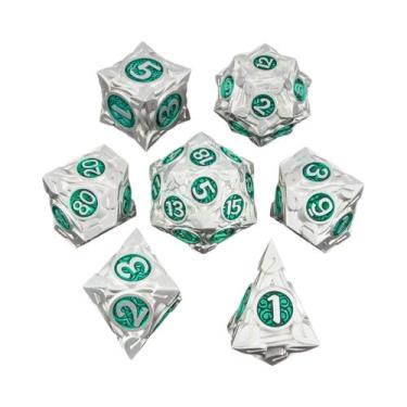 Imagem de Conjunto De Dados Metálicos DND Com 7 Peças D4 D6 D8 D10 D12 D20 Com D