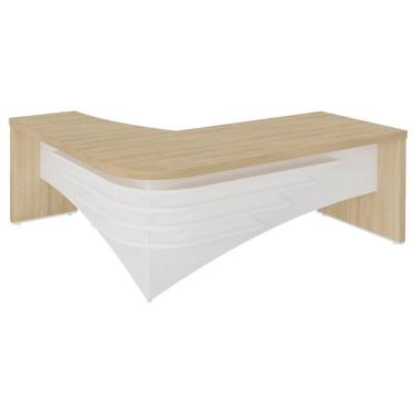 Imagem de Mesa Tamburato Diretor Em L Escritório Home Office Carvalho branco