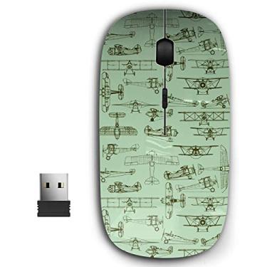 Imagem de Mouse sem fio USB ergonômico portátil 2,4 G para PC, laptop, computador, notebook com nano receptor (aviões antigos retrô)