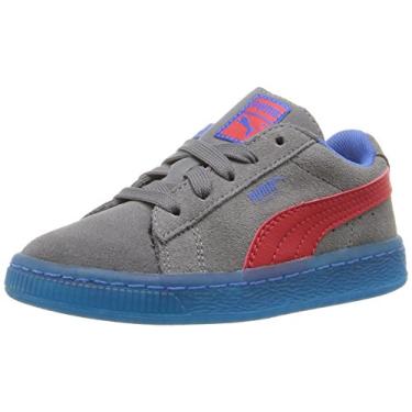Imagem de PUMA Tênis infantil de camurça LFS Iced (infantil), Cinza aço/vermelho de alto risco/Puma Royal, 7 Toddler