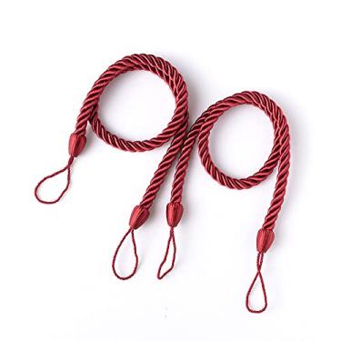 Imagem de Laços de cortina estilo escandinavo simples Laços de corda enrolados firmemente tecidos DIY prendedores de cortina, T3,4 pcs