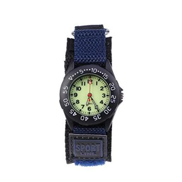 Imagem de Relógio infantil elegante tecido de nylon, relógio esportivo de quartzo à prova d'água azul escuro- Relógio de quartzo