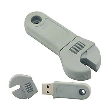 Imagem de 64 GB Forma de chave USB 2.0 Flash Drive Memory Stick Thumb Drive USB Flash disco U disco USB pendrive com corrente (cinzento)