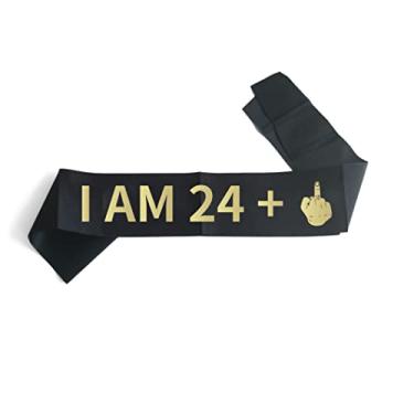 Imagem de Joyiou Faixa "I AM 24+2.5 cm, faixa engraçada de aniversário de 25 anos para homens e mulheres, presentes engraçados de aniversário de 25 anos, lembrancinhas de decoração de festa de aniversário de 25