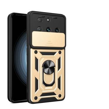 Imagem de Kukoufey Capa compatível com Tecno Spark 20 Pro+ 4G, com capa de lente de câmera deslizante compatível com Tecno Spark 20 Pro Plus 4G KJ7 capa dourada