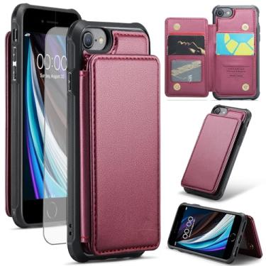 Imagem de Asuwish Capa de telefone para iPhone 6/6s/7/8/SE 2020 2022 capa carteira com protetor de tela e suporte de cartão com bloqueio de RFID com suporte celular i Six Seven 6a i6 i7 i8 7s 8s SE2020 SE2 2