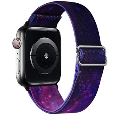 Imagem de MOFREE Pulseira elástica compatível com Apple Watch de 38 mm/40 mm/41 mm/42 mm (série 10), pulseira esportiva de nylon ajustável para séries 10/9/8/7/6/SE/5/4/3/2/1 Galaxy de substituição