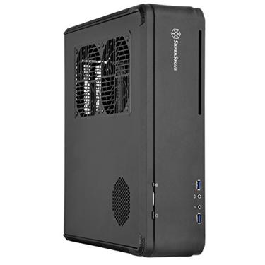 Imagem de SilverStone Technology Fortress Z Capa de computador de alumínio Unibody Mini-ITX/DTX com fator de forma pequeno SFX com PCI-E Riser e ventiladores personalizados de baixo perfil FTZ01B preto