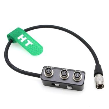 Imagem de HangTon Hirose Caixa divisor de fonte de alimentação de 4 pinos para Sony F55 FS7 BDS Hawk-Woods bateria câmera monitor gravador de áudio macho para 3 x fêmea 30 cm 12-24V