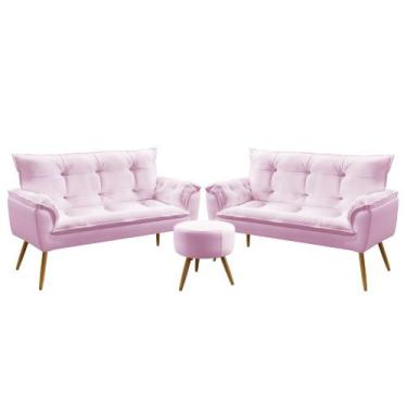 Imagem de Kit 2 Namoradeiras Opala com Puff Solar Sued Aradecor, Rosa Bebê, ÚNIC